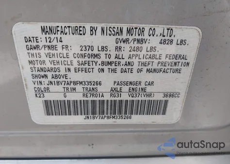 2015 Infiniti Q50 Sport из США, поврежденный, VIN JN1BV7AP8FM335266